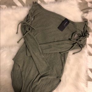 Plush Ribbed Lace Up Bodysuit